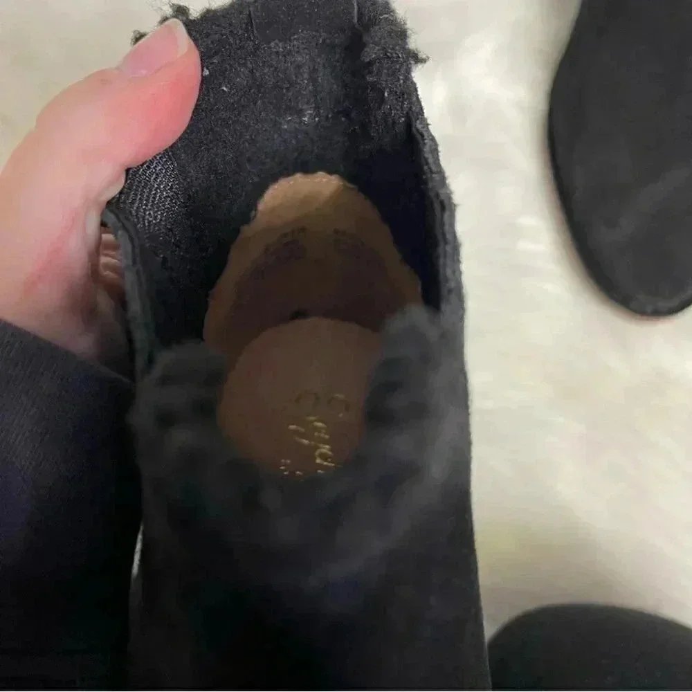 Seychelles Pool Cozy Black Suede Leather Ankle Booties Size 7 Boots